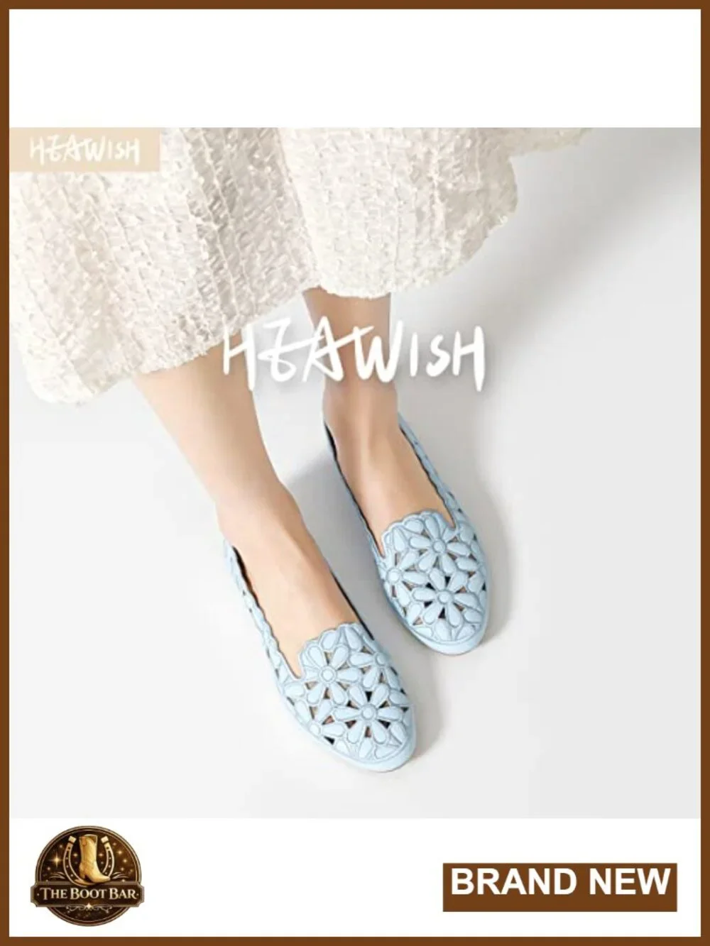 Floral Ballet Flats Slip On PU Leather Round Toe Dress Shoes for Women